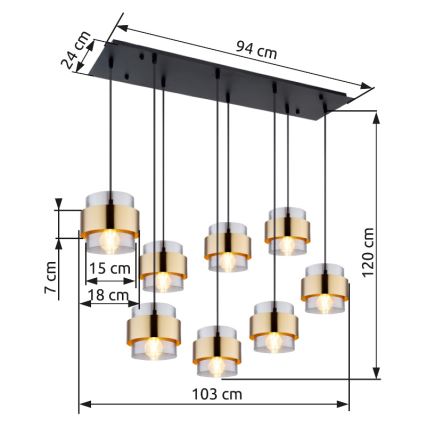 Globo - Candeeiro suspenso 8xE27/60W/230V