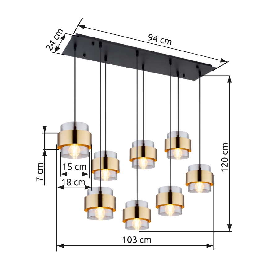 Globo - Candeeiro suspenso 8xE27/60W/230V