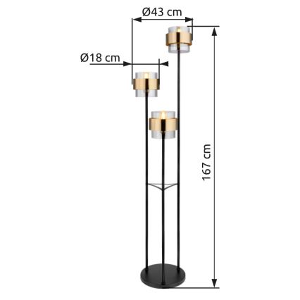 Globo - Candeeiro de chão 3xE27/60W/230V