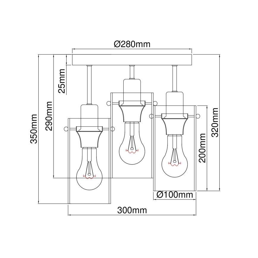 Globo - Candelabro integrado 3xE27/40W/230V