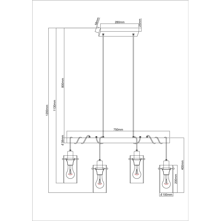 Globo - Candelabro suspenso 4xE27/40W/230V