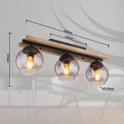 Globo - Candeeiro integrado 3xE27/25W/230V