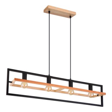Globo 15575-4H - Lustre suspenso em cabo ERICA 4xE27/40W/230V preto/bege
