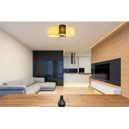 Globo 15586-4D - Candeeiro de tecto MAKKI 4xE27/15W/230V branco/cinzento/preto