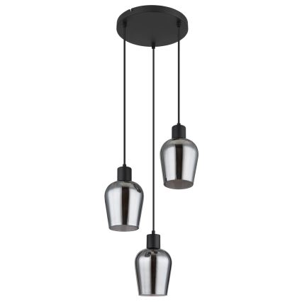 Globo - Candeeiro suspenso 3xE27/40W/230V diâmetro 28,5 cm preto