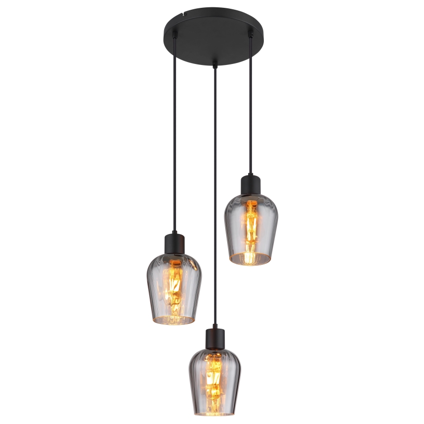 Globo - Candeeiro suspenso 3xE27/40W/230V diâmetro 28,5 cm preto