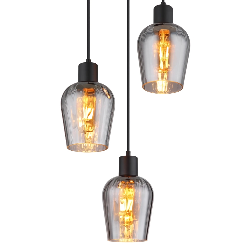 Globo - Candeeiro suspenso 3xE27/40W/230V diâmetro 28,5 cm preto