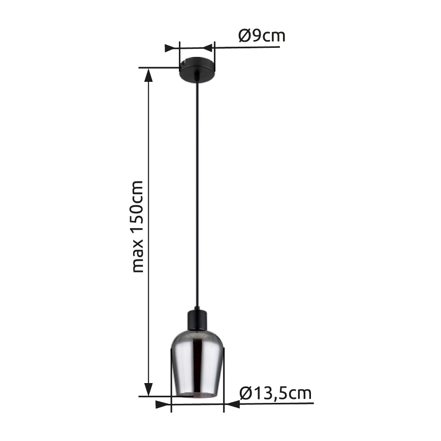 Globo - Candeeiro suspenso 1xE27/40W/230V diâmetro 13,5 cm preto