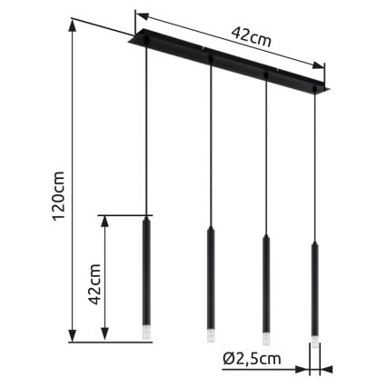 Globo - Candeeiro suspenso 4xG9/4W/230V preto