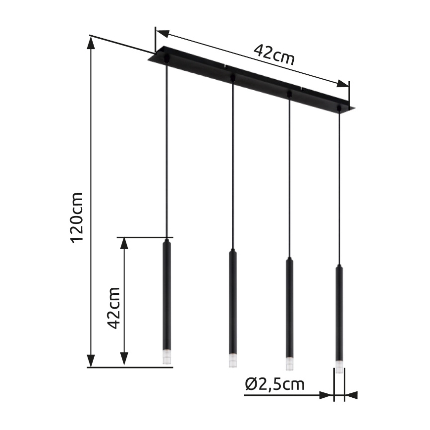 Globo - Candeeiro suspenso 4xG9/4W/230V preto