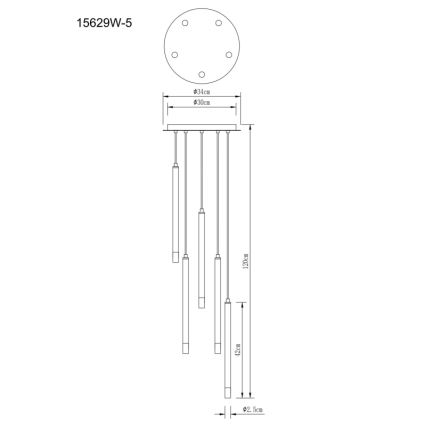 Globo - Candeeiro suspenso 5xG9/4W/230V diâmetro 34 cm