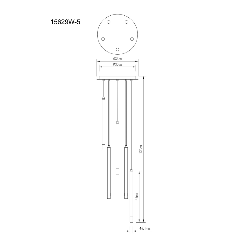 Globo - Candeeiro suspenso 5xG9/4W/230V diâmetro 34 cm