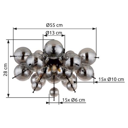 Globo - Candeeiro integrado 3xE14/25W/230V diâmetro 55 cm preto