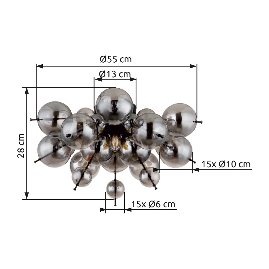 Globo - Candeeiro integrado 3xE14/25W/230V diâmetro 55 cm preto