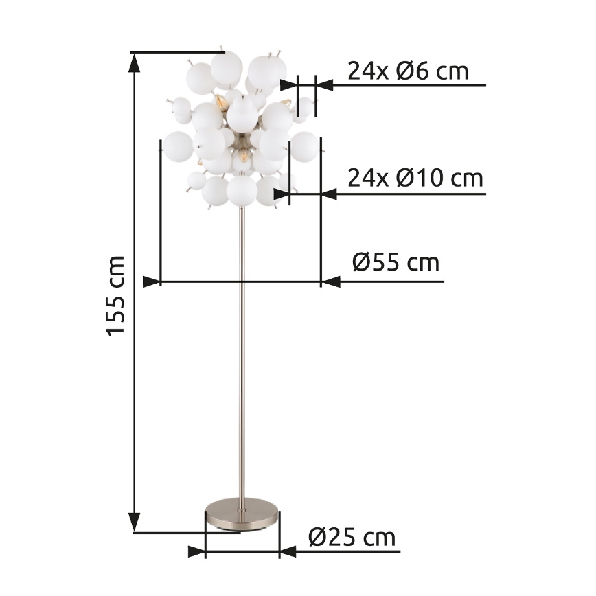 Globo - Candeeiro de chão 6xE14/25W/230V branco