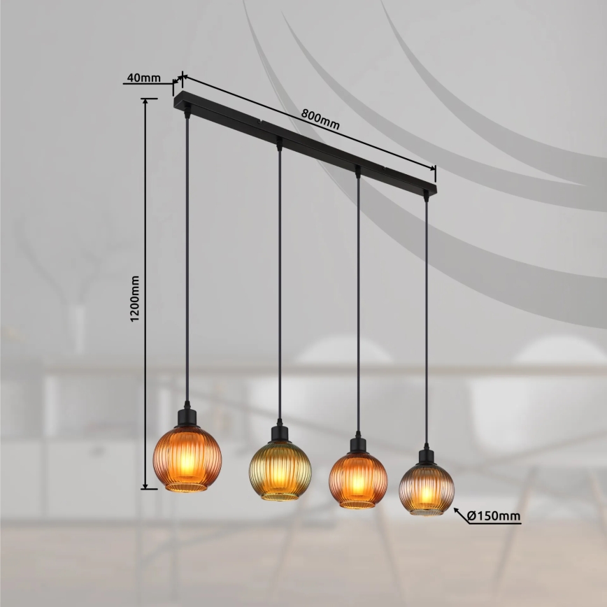 Globo - Candeeiro suspenso 4xE27/25W/230V cobre/verde/azul