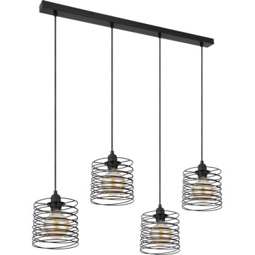Globo 15640-4H - Candeeiro pendente com cabo TILLY 4xE27/60W/230V preto