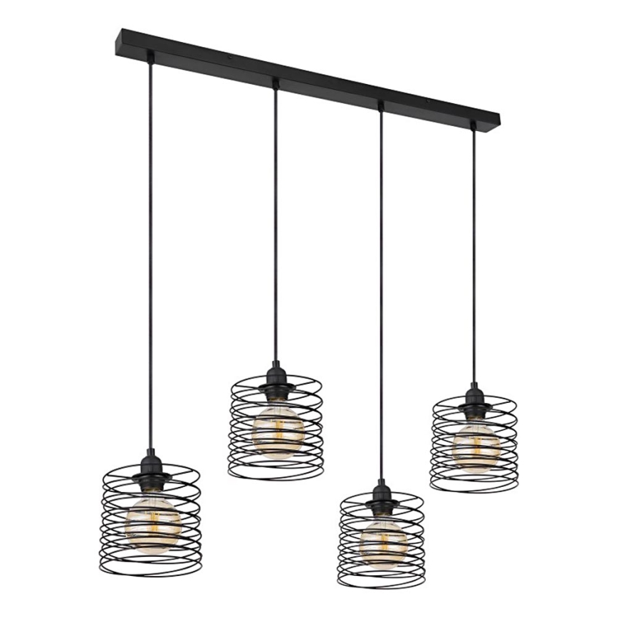 Globo 15640-4H - Candeeiro pendente com cabo TILLY 4xE27/60W/230V preto