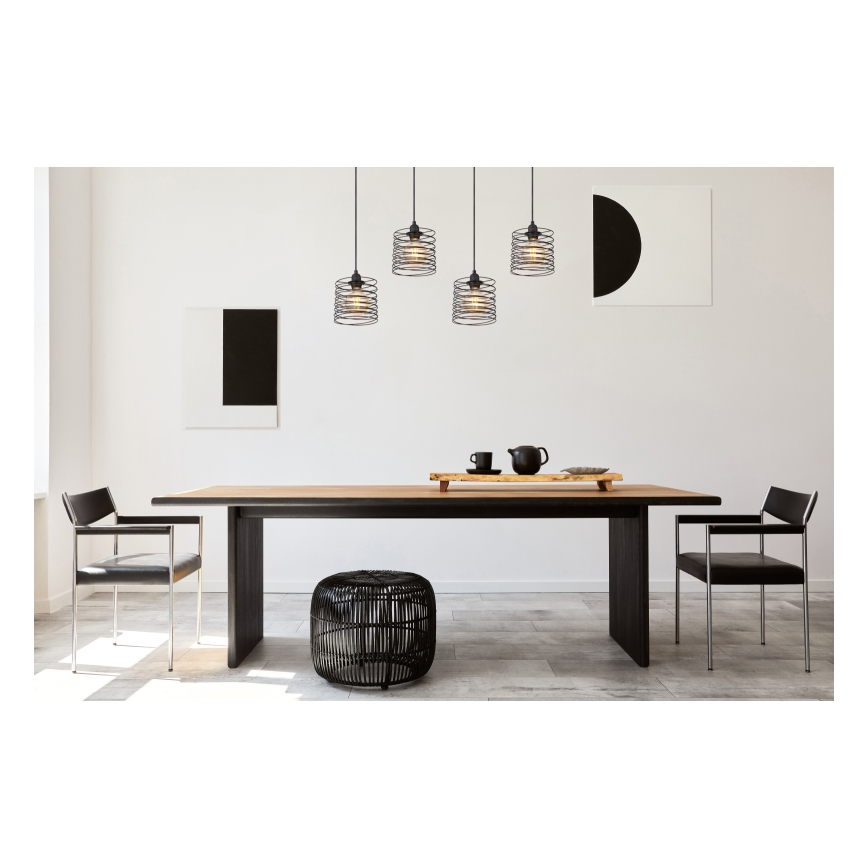 Globo 15640-4H - Candeeiro pendente com cabo TILLY 4xE27/60W/230V preto
