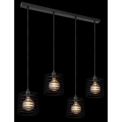 Globo 15640-4H - Candeeiro pendente com cabo TILLY 4xE27/60W/230V preto
