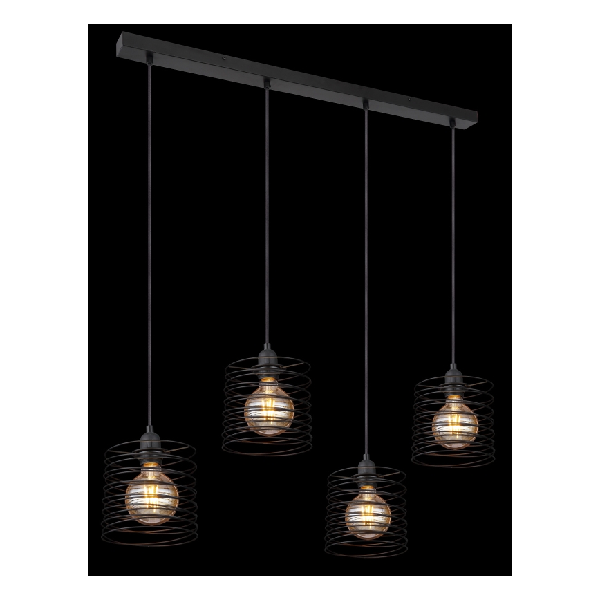 Globo 15640-4H - Candeeiro pendente com cabo TILLY 4xE27/60W/230V preto