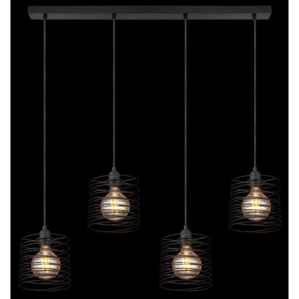 Globo 15640-4H - Candeeiro pendente com cabo TILLY 4xE27/60W/230V preto