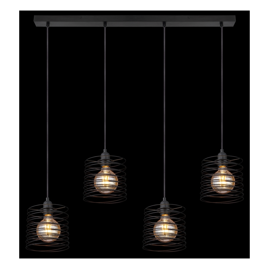 Globo 15640-4H - Candeeiro pendente com cabo TILLY 4xE27/60W/230V preto