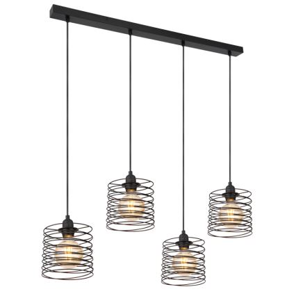 Globo 15640-4H - Candeeiro pendente com cabo TILLY 4xE27/60W/230V preto