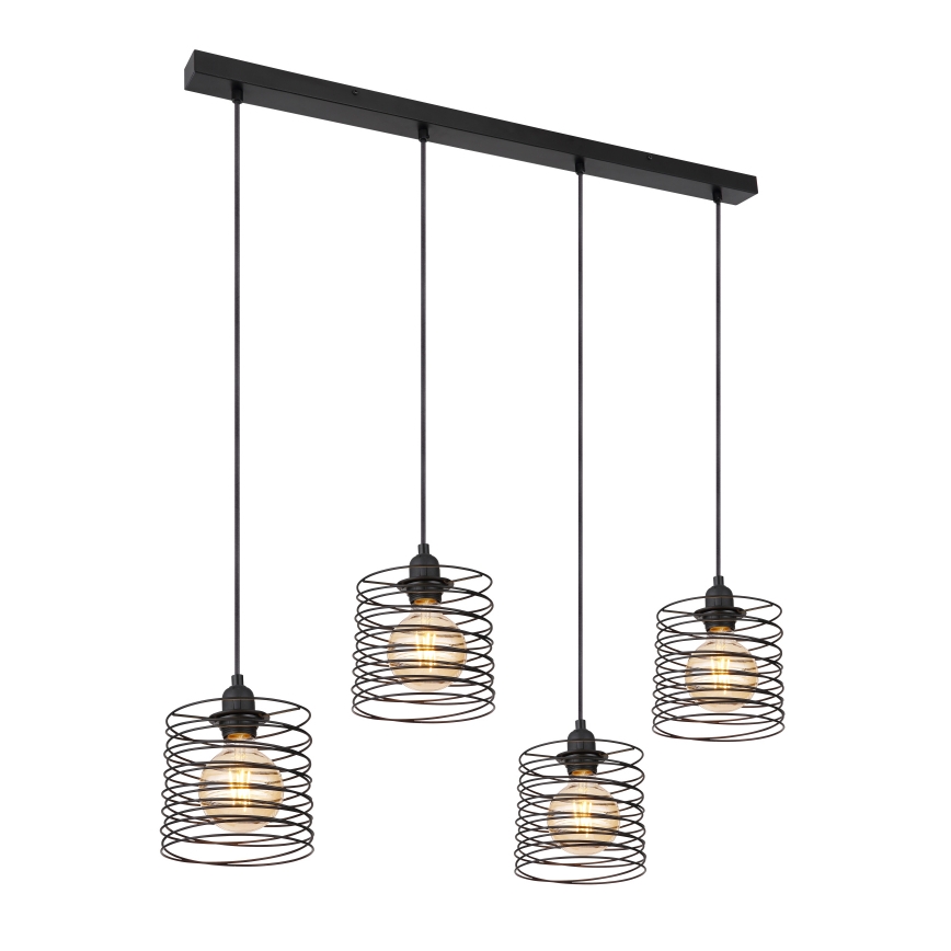 Globo 15640-4H - Candeeiro pendente com cabo TILLY 4xE27/60W/230V preto