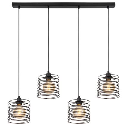 Globo 15640-4H - Candeeiro pendente com cabo TILLY 4xE27/60W/230V preto