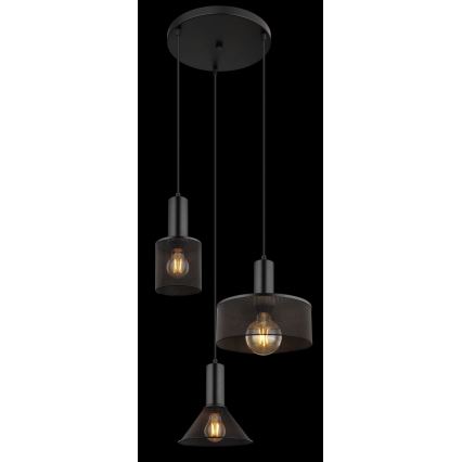 Globo - Candelabro suspenso 3xE27/60W/230V preto