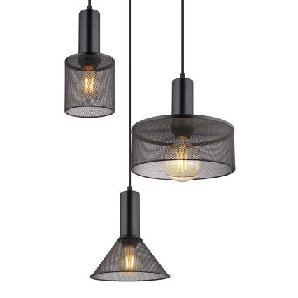 Globo - Candelabro suspenso 3xE27/60W/230V preto