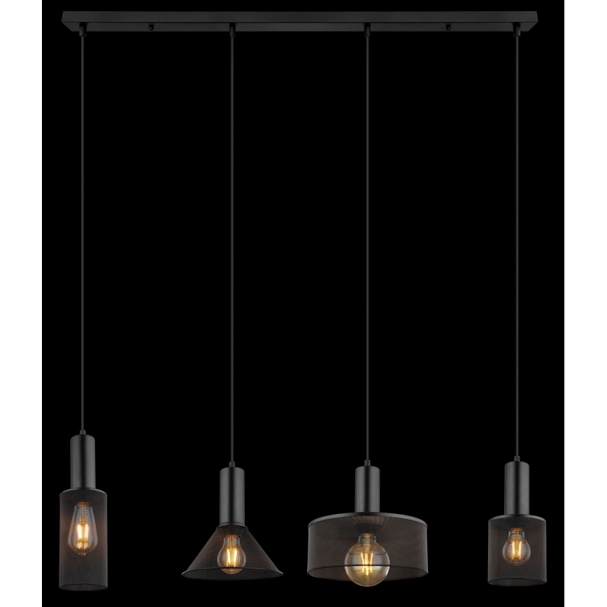 Globo - Candelabro suspenso 4xE27/60W/230V preto