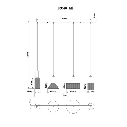 Globo - Candelabro suspenso 4xE27/60W/230V preto