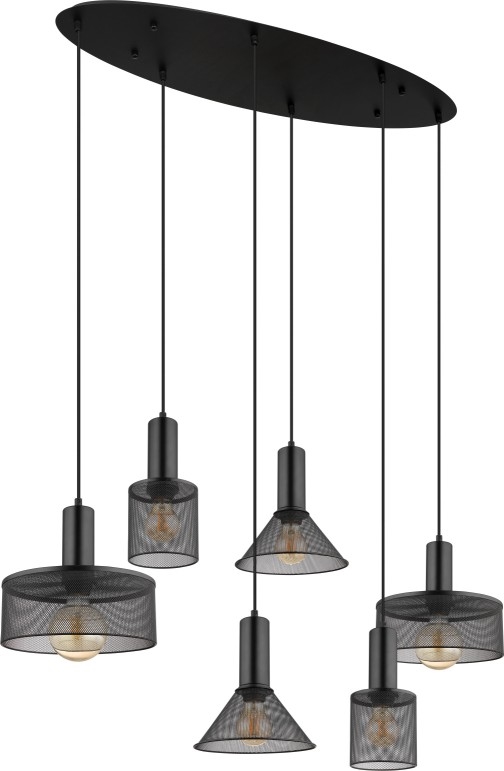 Globo 15648-6H - Lustre suspenso JEDD 6xE27/60W/230V, preto
