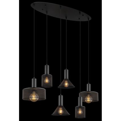 Globo 15648-6H - Lustre suspenso JEDD 6xE27/60W/230V, preto