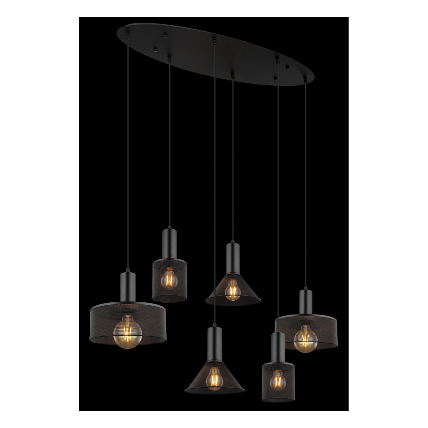 Globo 15648-6H - Lustre suspenso JEDD 6xE27/60W/230V, preto