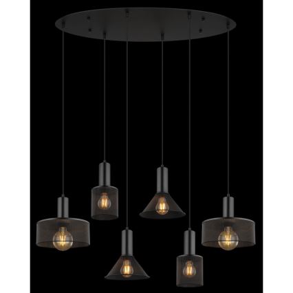 Globo 15648-6H - Lustre suspenso JEDD 6xE27/60W/230V, preto