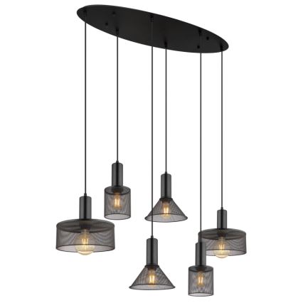 Globo 15648-6H - Lustre suspenso JEDD 6xE27/60W/230V, preto