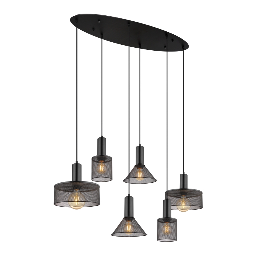 Globo 15648-6H - Lustre suspenso JEDD 6xE27/60W/230V, preto