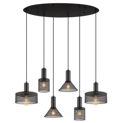 Globo 15648-6H - Lustre suspenso JEDD 6xE27/60W/230V, preto