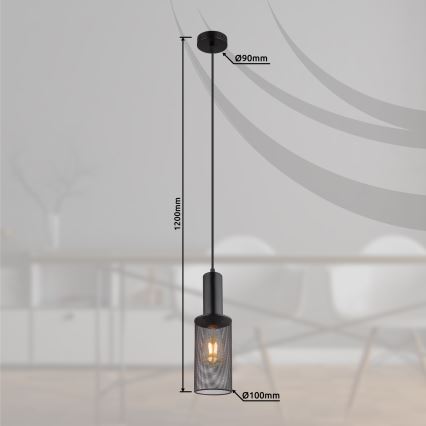 Globo - Candelabro suspenso 1xE27/60W/230V preto