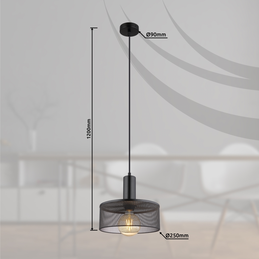 Globo - Candelabro suspenso 1xE27/60W/230V preto