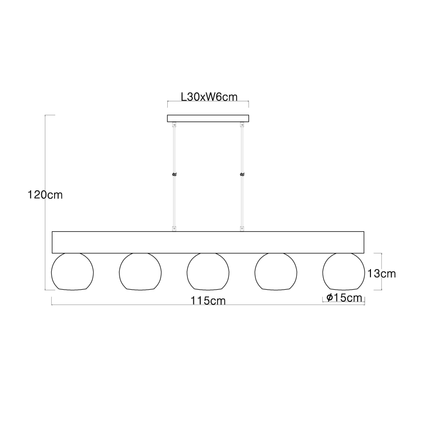 Globo - Candelabro suspenso 5xE27/40W/230V