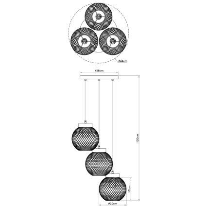 Globo - Candelabro suspenso 3xE27/60W/230V