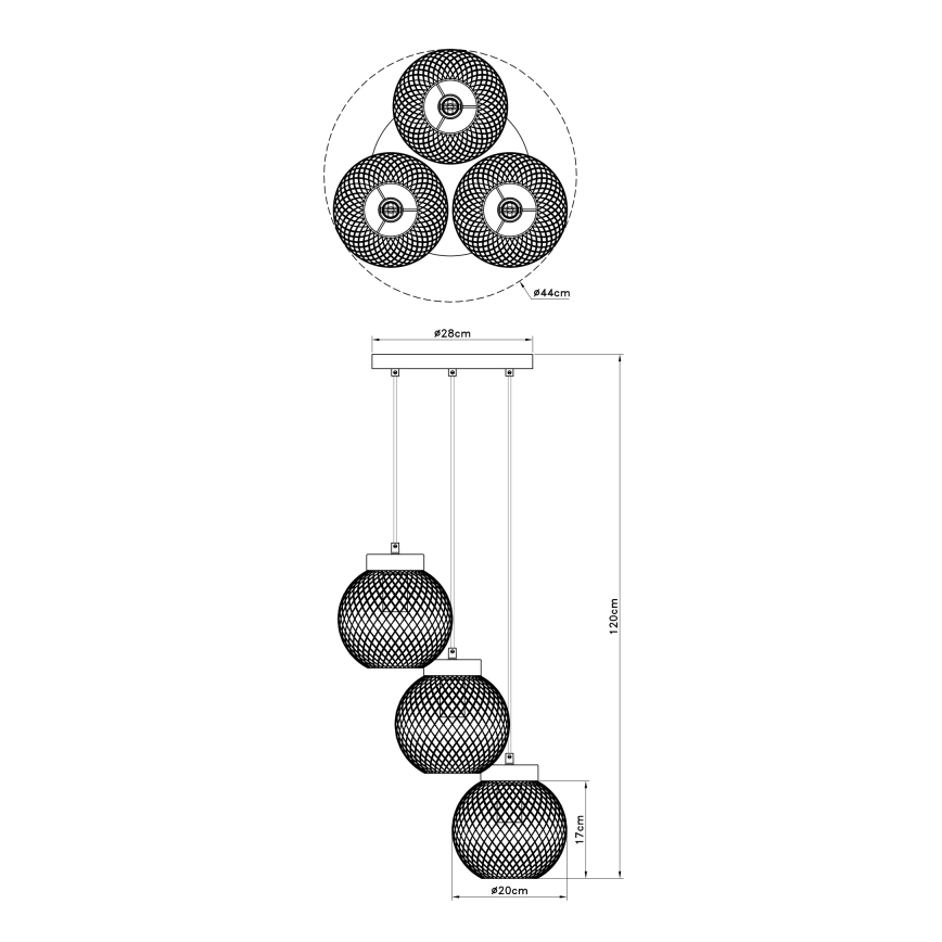 Globo - Candelabro suspenso 3xE27/60W/230V