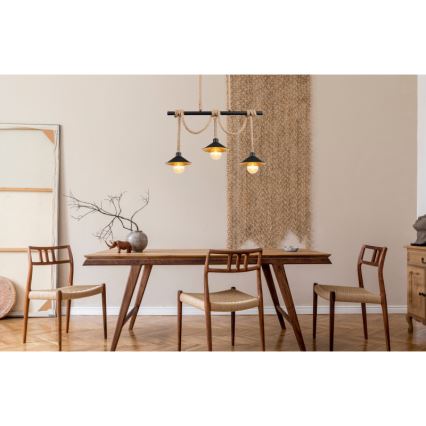 Globo 15690-3H - Lustre suspenso DIANA em cabo 3xE27/60W/230V preto
