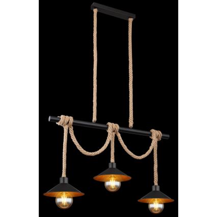 Globo 15690-3H - Lustre suspenso DIANA em cabo 3xE27/60W/230V preto