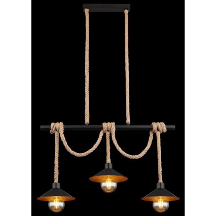 Globo 15690-3H - Lustre suspenso DIANA em cabo 3xE27/60W/230V preto