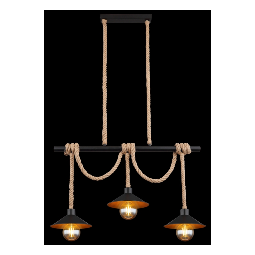 Globo 15690-3H - Lustre suspenso DIANA em cabo 3xE27/60W/230V preto
